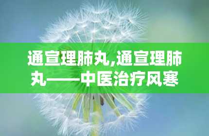 通宣理肺丸,通宣理肺丸——中医治疗风寒感冒咳嗽的良药