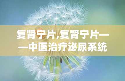 复肾宁片,复肾宁片——中医治疗泌尿系统疾病的良药